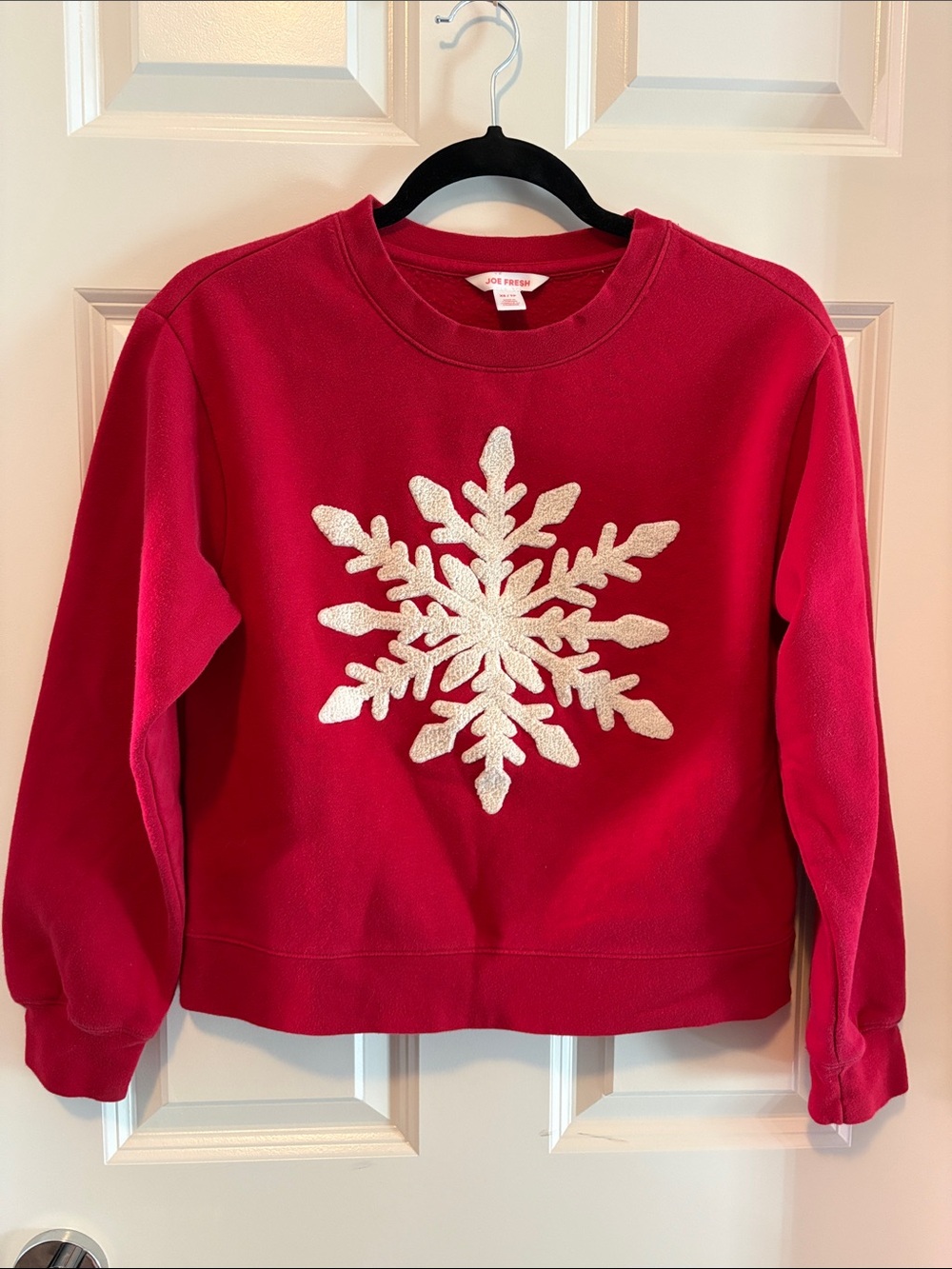Joe Fresh Red Crewneck Sweater with White Snowflake